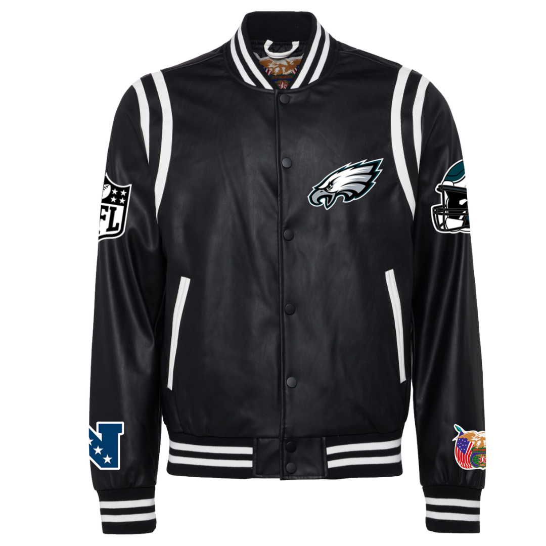 PHILADELPHIA EAGLES VEGAN LEATHER JACKET Black/White