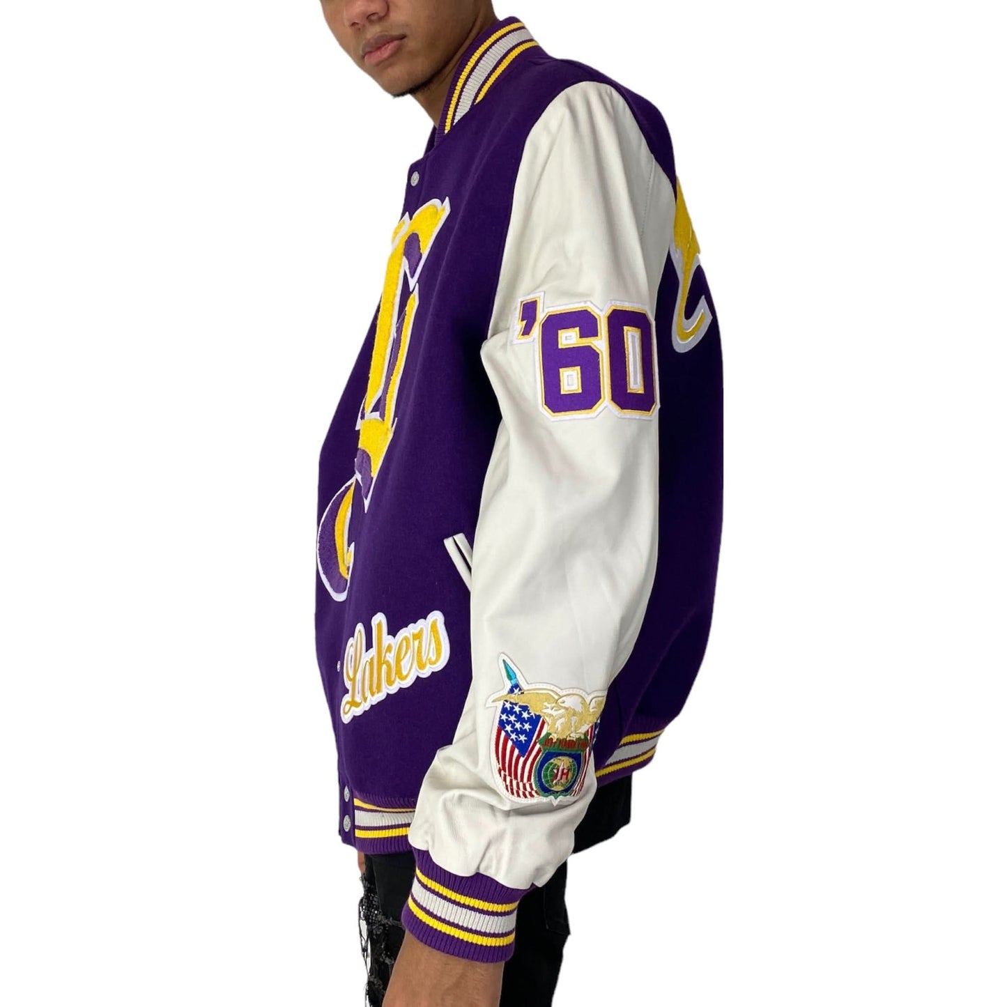 LA LAKERS WOOL & LEATHER VARSITY JACKET