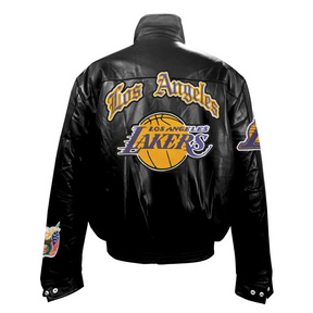LOS ANGELES LAKERS PLAYOFFS PUFFER LEATHER JACKET COLOR