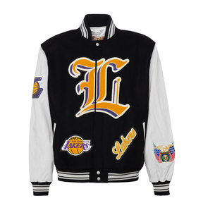 LOS ANGELES LAKERS WOOL & LEATHER PLAYOFFS LEATHER JACKET WHITE/COLOR