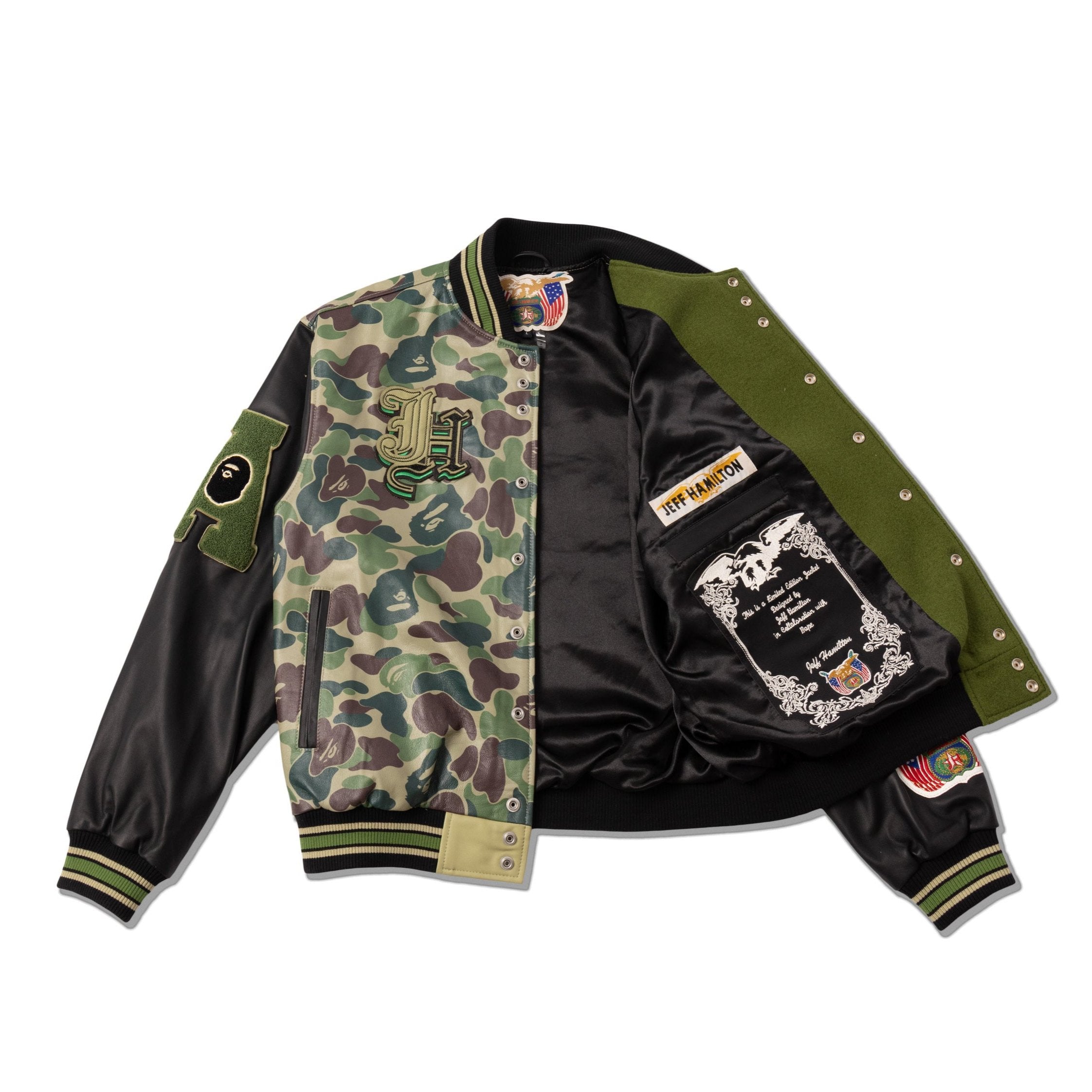 Jeff Hamilton x BAPE Wool Leather Varsity Jacket