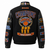 New York Knicks 2026 NBA Champions Wool & Leather Jacket Black