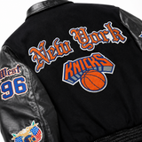 New York Knicks Old English Wool & Leather Jacket Black