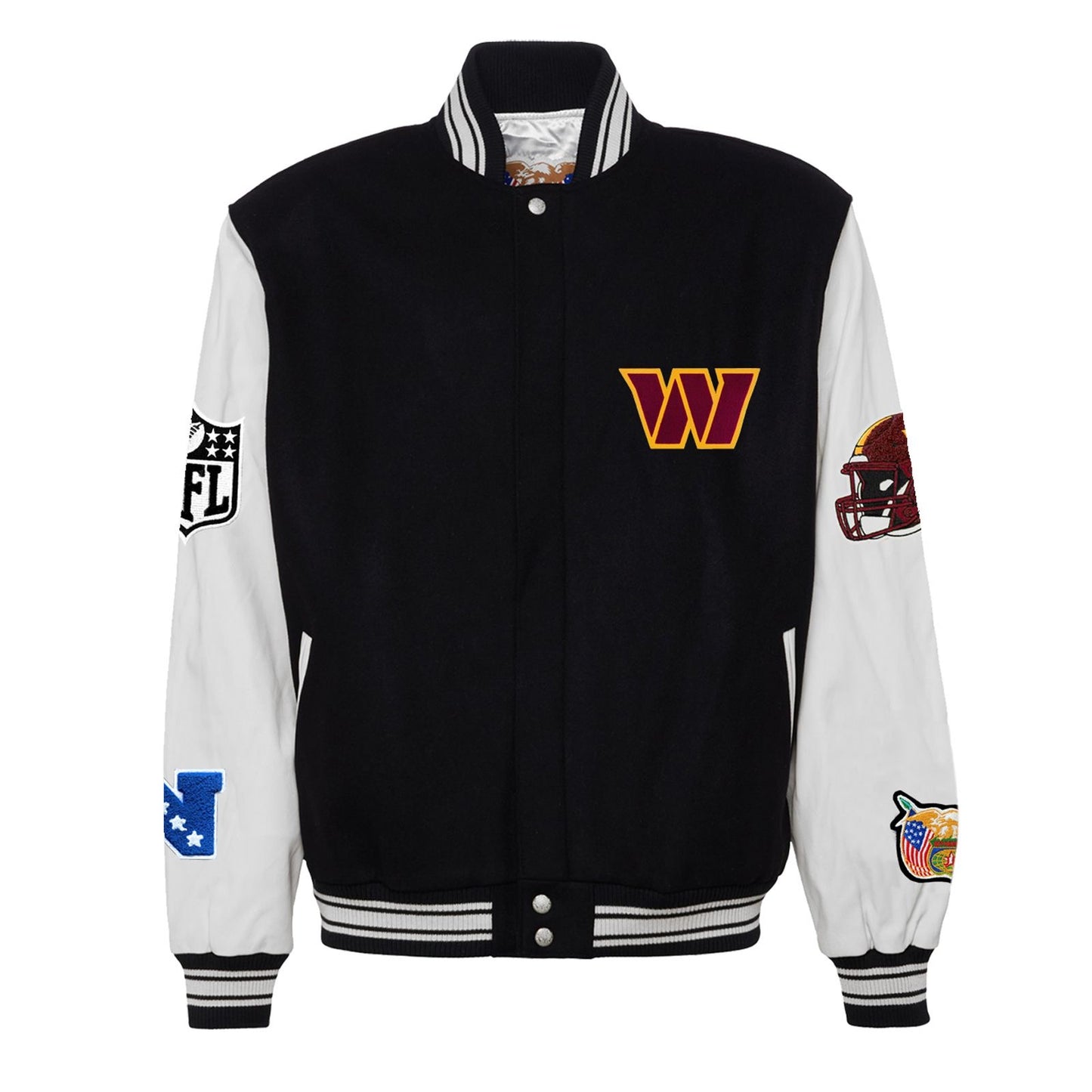 WASHINGTON COMMANDERS WOOL & LEATHER VARSITY JACKET Black/White