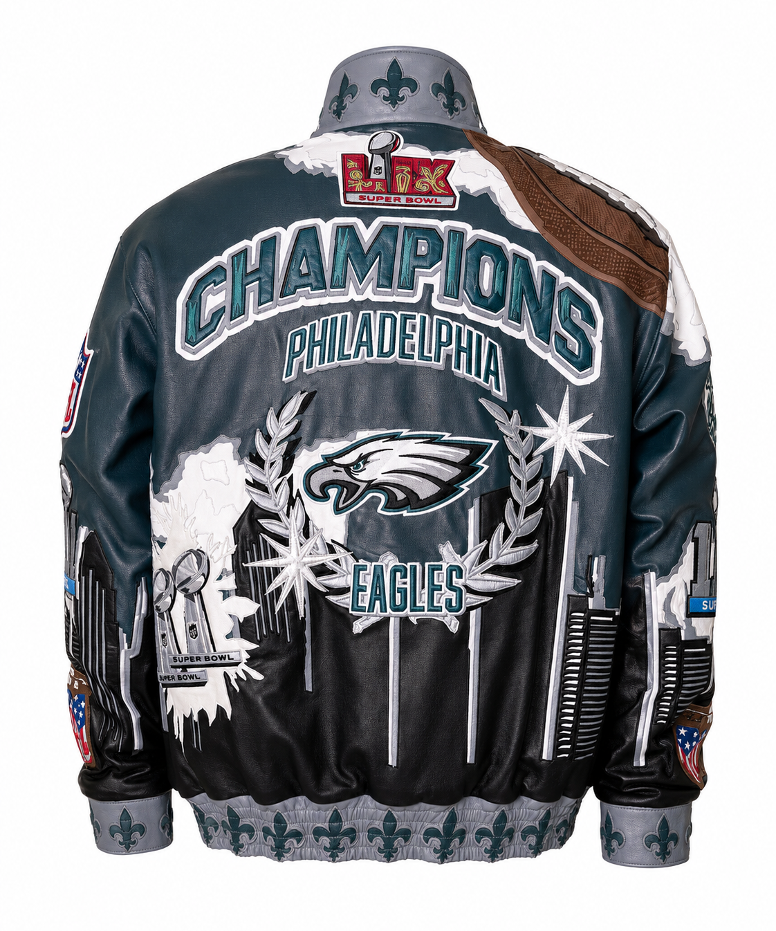 Philadelphia Eagles 2-Time Super Bowl Champions Genuine Leather Jacket