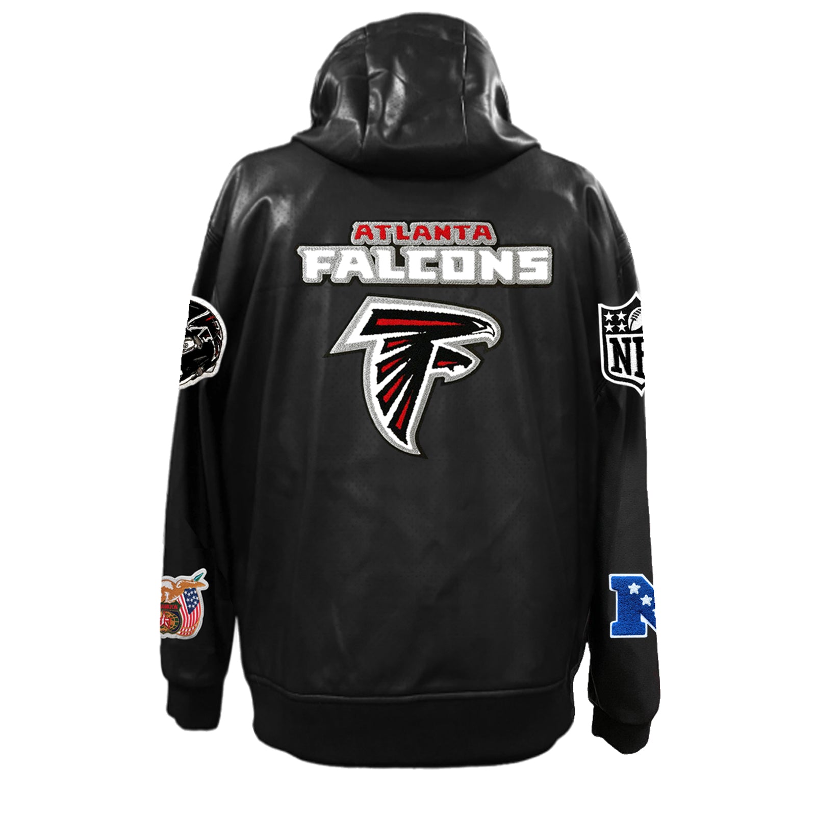 ATLANTA FALCONS LIGHTWEIGHT VEGAN ZIP UP HOODED JACKET Jeff Hamilton Shop