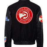 Atlanta Hawks Wool & Leather Jacket Black