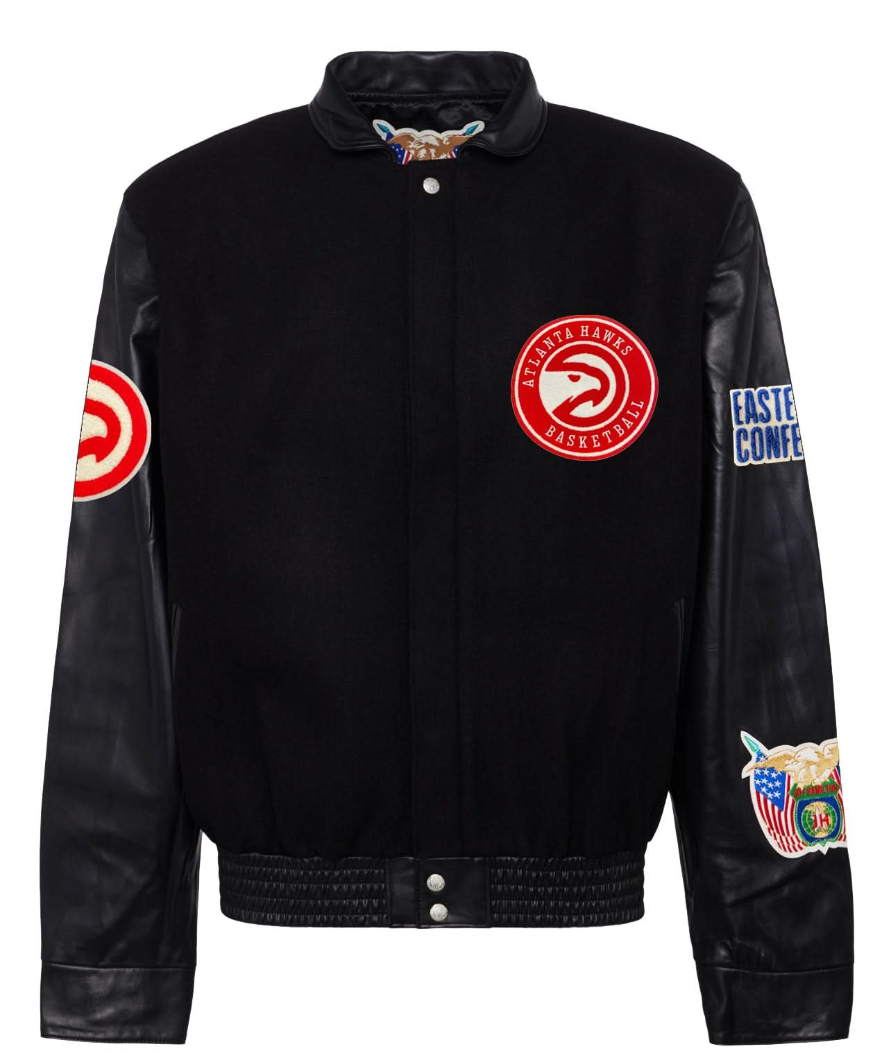 ATLANTA HAWKS WOOL & LEATHER JACKET Black