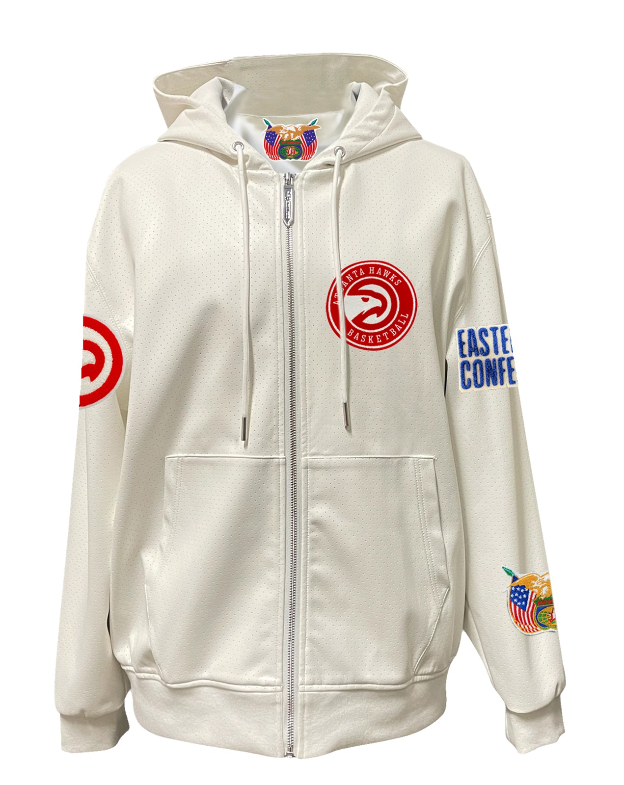 ATLANTA HAWKS LIGHTWEIGHT VEGAN ZIP-UP HOODED JACKET WHITE