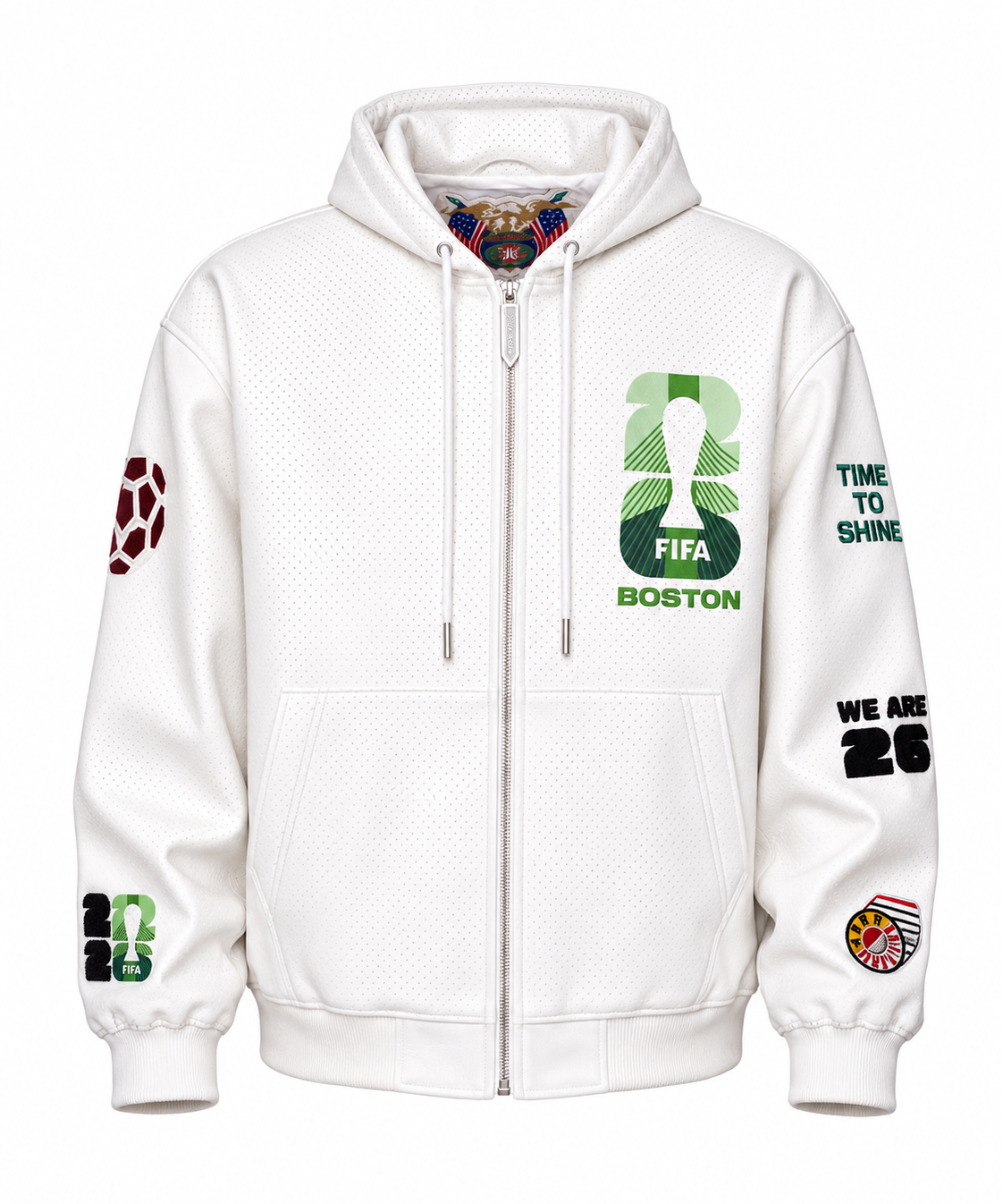 FIFA World Cup 2026 Boston Vegan Leather Zip-Up Hooded Jacket