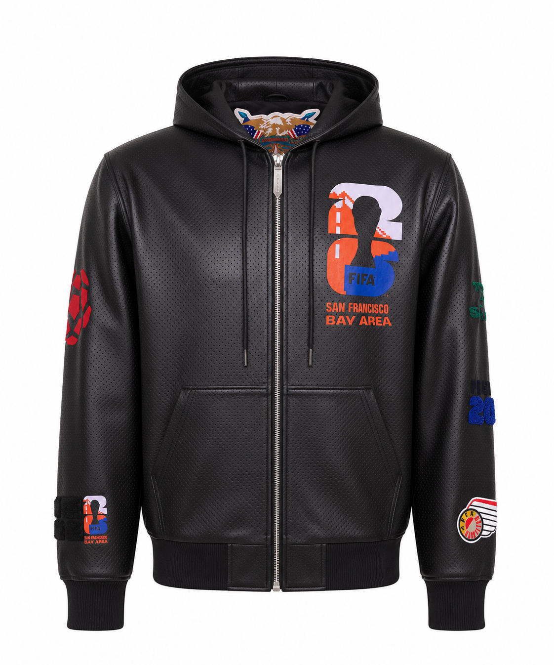 FIFA World Cup 2026 San Francisco Vegan Leather Zip-Up Hooded Jacket