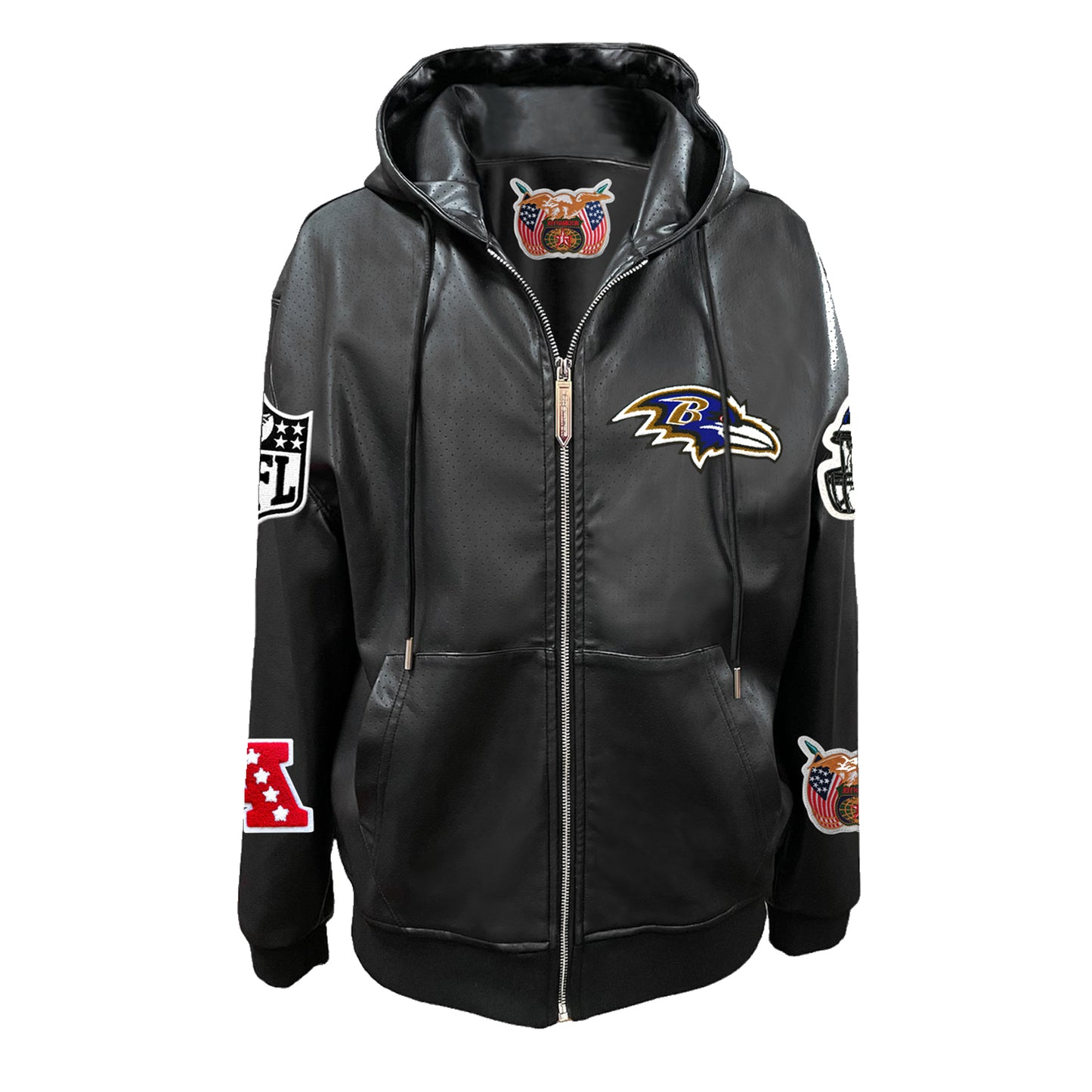 BALTIMORE RAVENS LIGHTWEIGHT VEGAN ZIP-UP HOODED JACKET