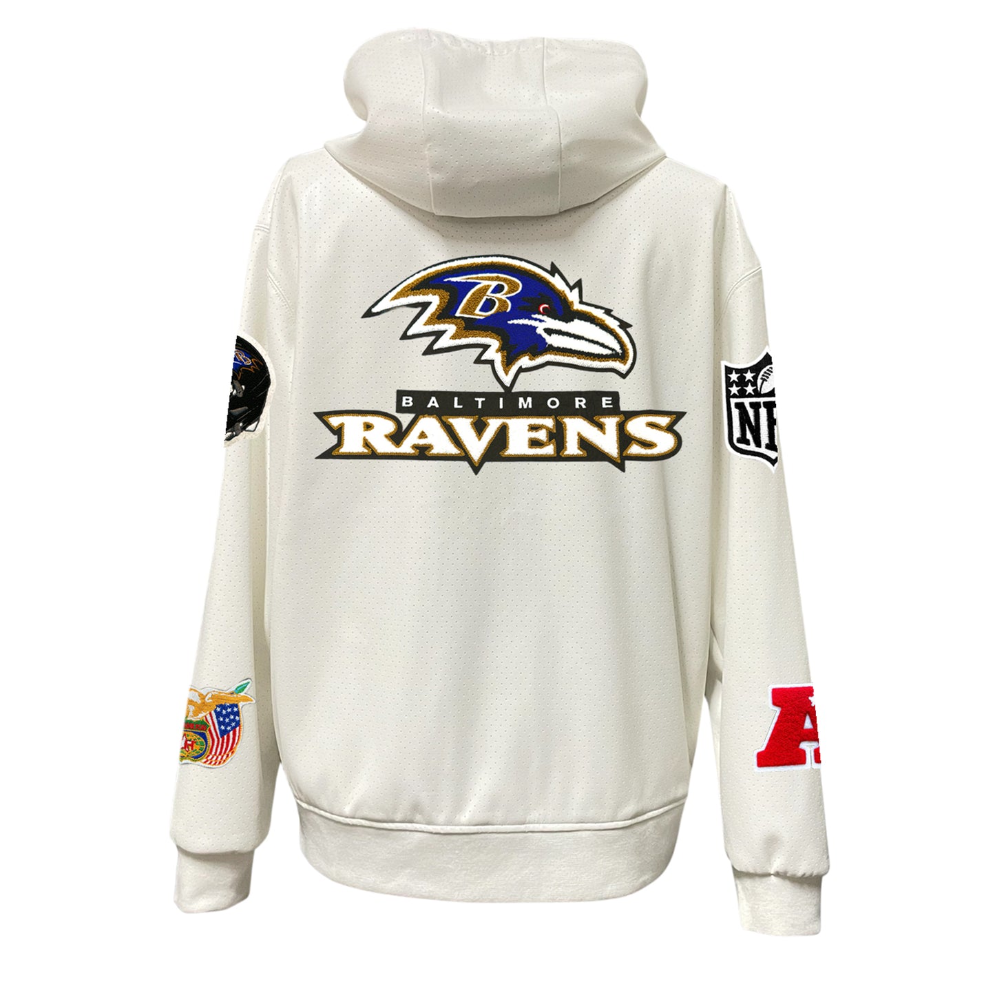 BALTIMORE RAVENS LIGHTWEIGHT VEGAN ZIP-UP HOODED JACKET WHITE