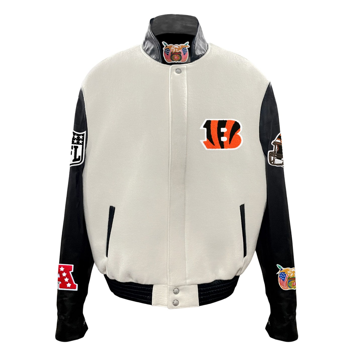 CINCINNATI BENGALS WOOL & LEATHER VARSITY JACKET Off White/Black