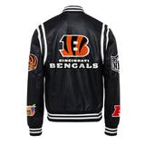Cincinnati Bengals Vegan Leather Jacket Black / White
