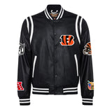 Cincinnati Bengals Vegan Leather Jacket Black / White