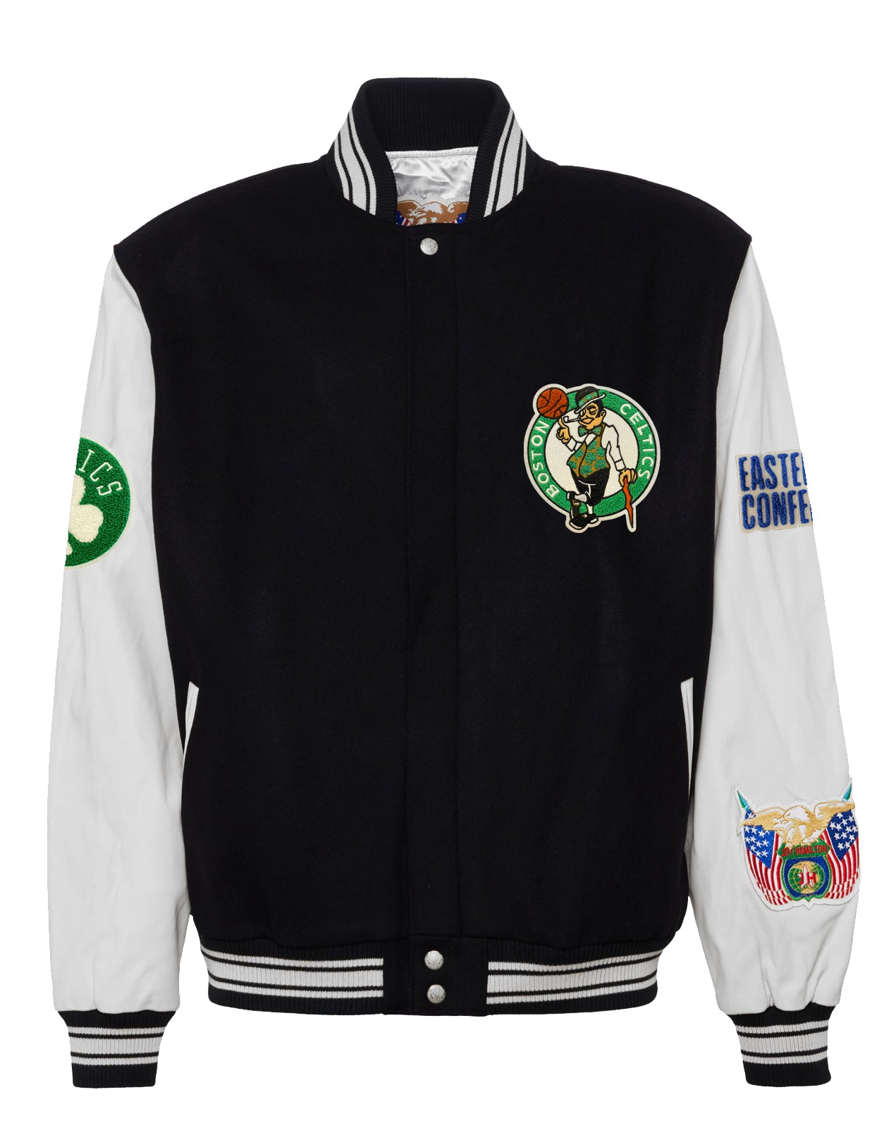 BOSTON CELTICS WOOL & LEATHER VARSITY JACKET Black / White