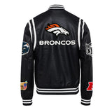 Denver Broncos Vegan Leather Jacket Black / White