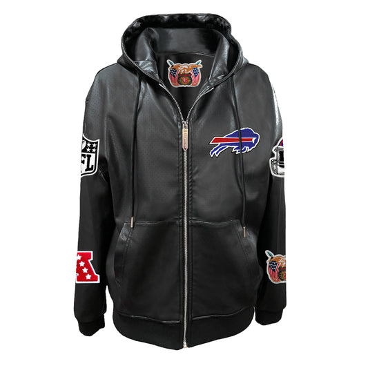 BUFFALO BILLS LIGHTWEIGHT VEGAN ZIP-UP HOODED JACKET