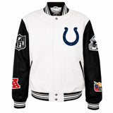 INDIANAPOLIS COLTS WOOL & LEATHER VARSITY JACKET WHT/BLK - AR