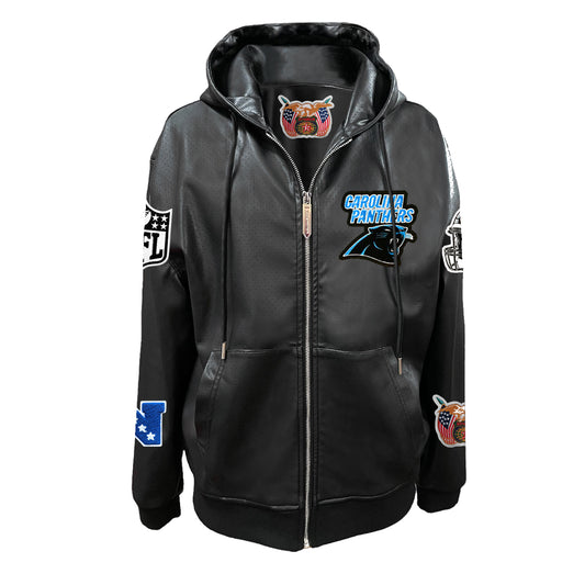 CAROLINA PANTHERS LIGHTWEIGHT VEGAN ZIP-UP HOODED JACKET