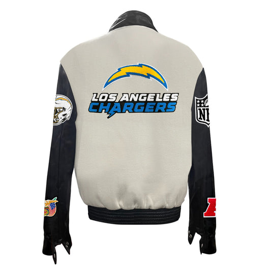 LOS ANGELES CHARGERS WOOL & LEATHER VARSITY JACKET Off White/Black