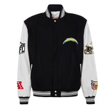 LOS ANGELES CHARGERS WOOL & LEATHER VARSITY JACKET Black/White AR