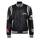Los Angeles Chargers Vegan Leather Jacket Black / White