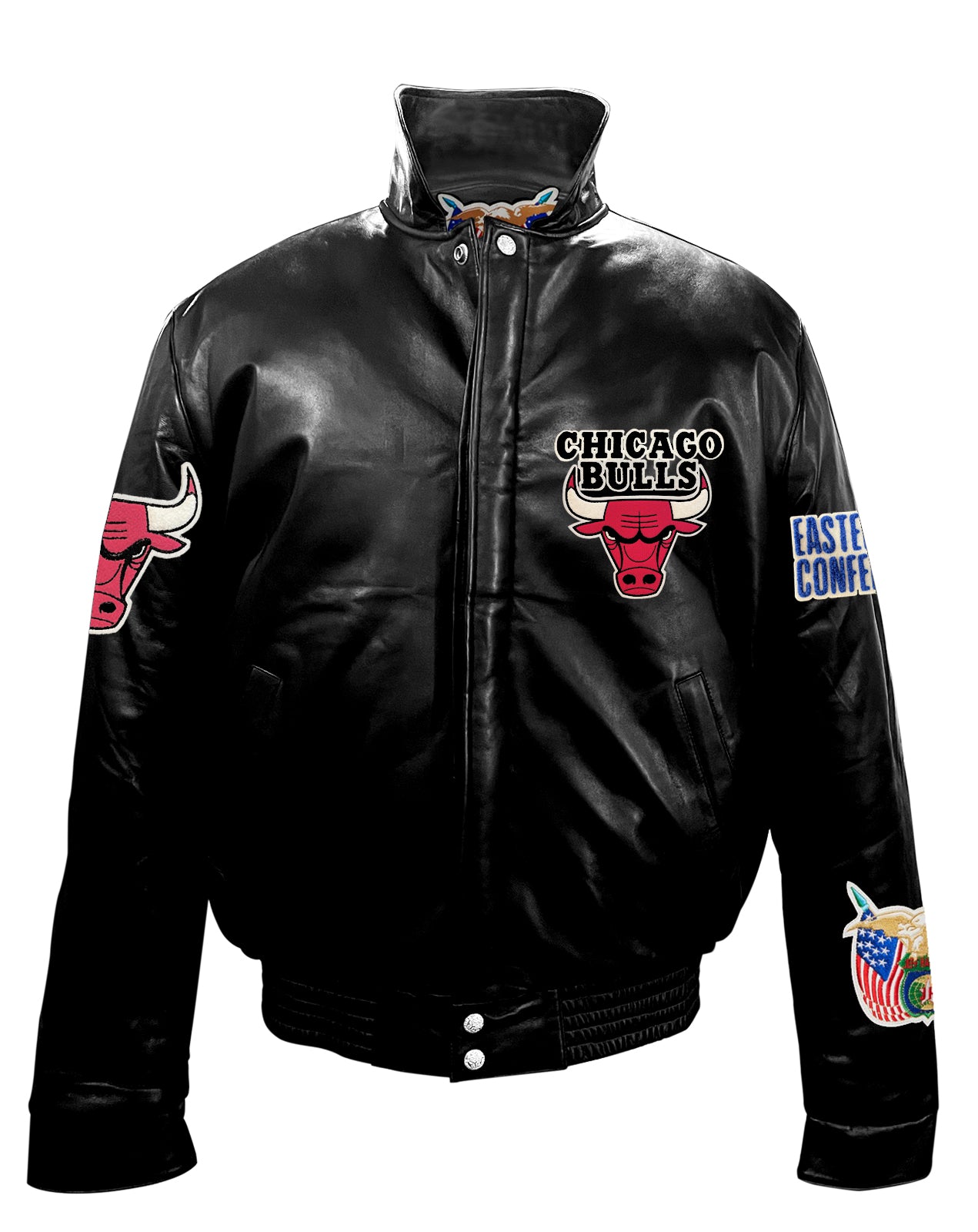 Chicago bulls championship leather sales jacket