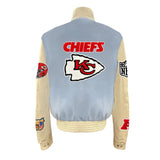 Kansas City Chiefs Wool & Leather Varsity Jacket Baby Blue