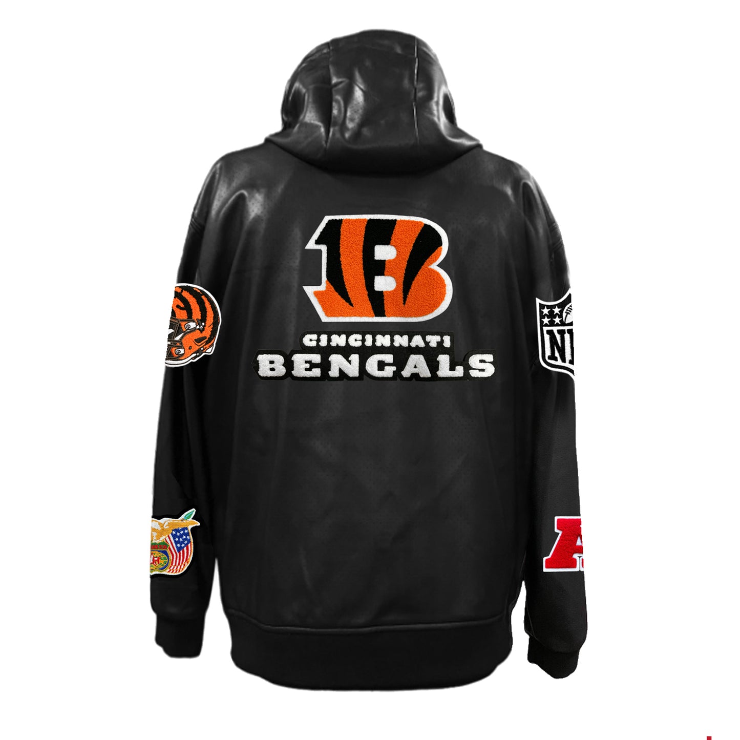 CINCINNATI BENGALS LIGHTWEIGHT VEGAN ZIP-UP HOODED JACKET