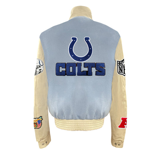 INDIANAPOLIS COLTS WOOL & LEATHER VARSITY JACKET Baby Blue