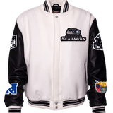 Seattle Seahawks Wool & Leather Jacket Light Black/White