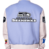 Seattle Seahawks Wool & Leather Jacket Light Blue/White