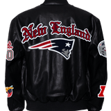 New England Patriots Full Black Old English Vegan Leather Jacket