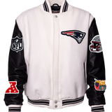 New England Patriots Wool & Leather Varsity Jacket White/Black