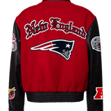 New England Patriots Wool & Leather Old English Varsity Jacket Light Red/Black
