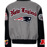 New England Patriots Wool & Leather Old English Varsity Jacket Gray/Black