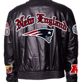 New England Black Leather Puffer Old English Jacket