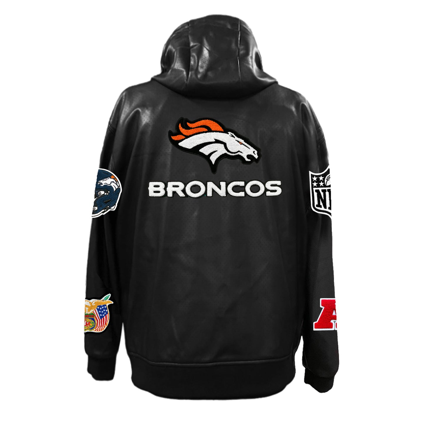 DENVER BRONCOS LIGHTWEIGHT VEGAN ZIP-UP HOODED JACKET