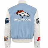 Denver Broncos Wool & Leather OE Varsity Jacket Baby Blue - AR
