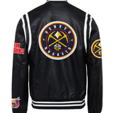 Denver Nuggets Vegan Leather Jacket Black / White