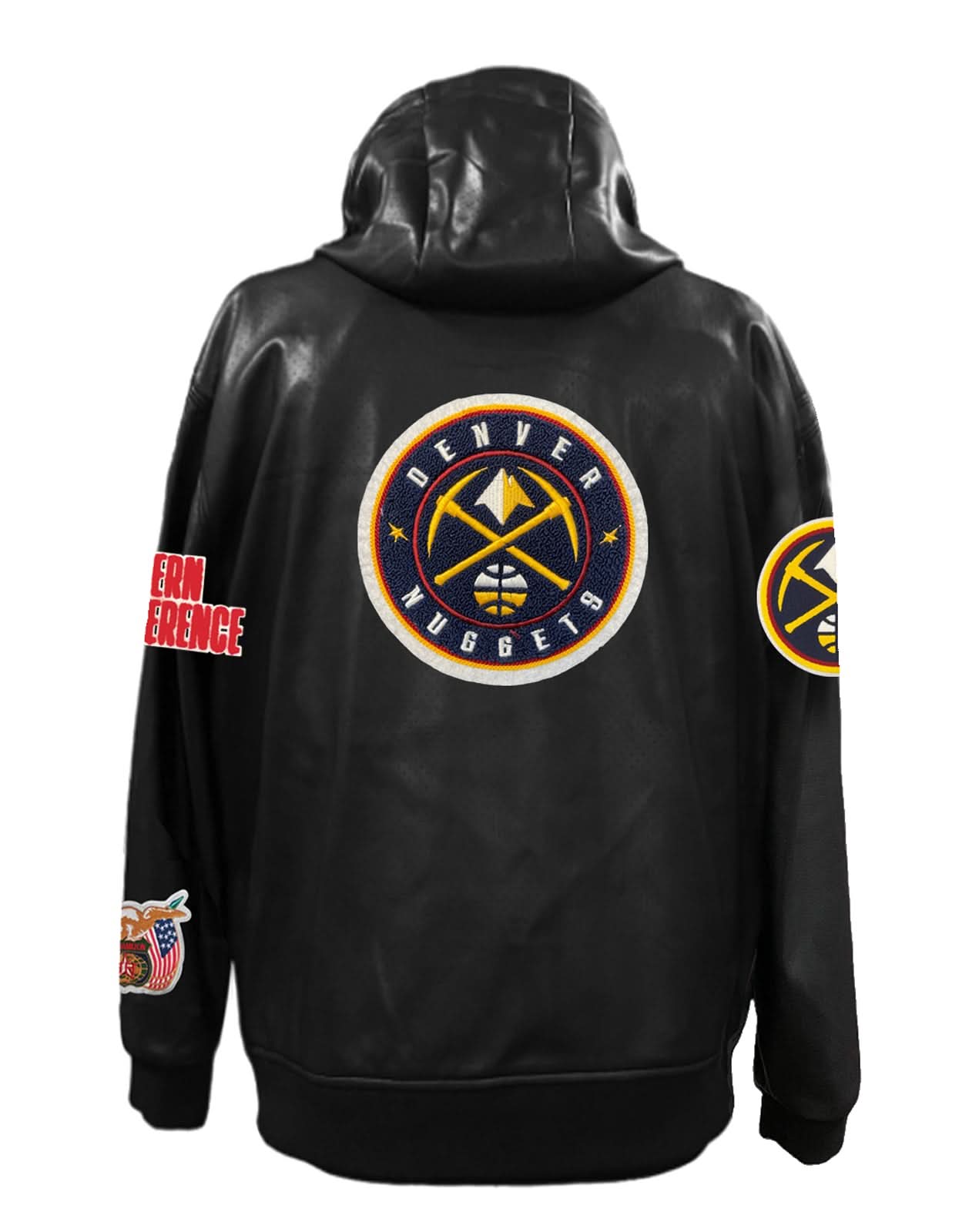 Denver Nuggets Lightweight Vegan Zip-Up Hooded Jacket Black - Back