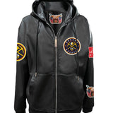 Denver Nuggets Lightweight Vegan Zip-Up Hooded Jacket Black - Front