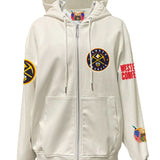 DENVER NUGGETS LIGHTWEIGHT VEGAN ZIP-UP HOODED JACKET WHITE