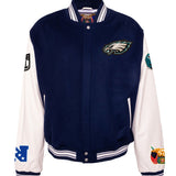 Philadelphia Eagles Wool & Leather Varsity Jacket NAVY/White - AR