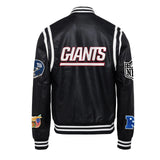 New York Giants Vegan Leather Jacket Black / White
