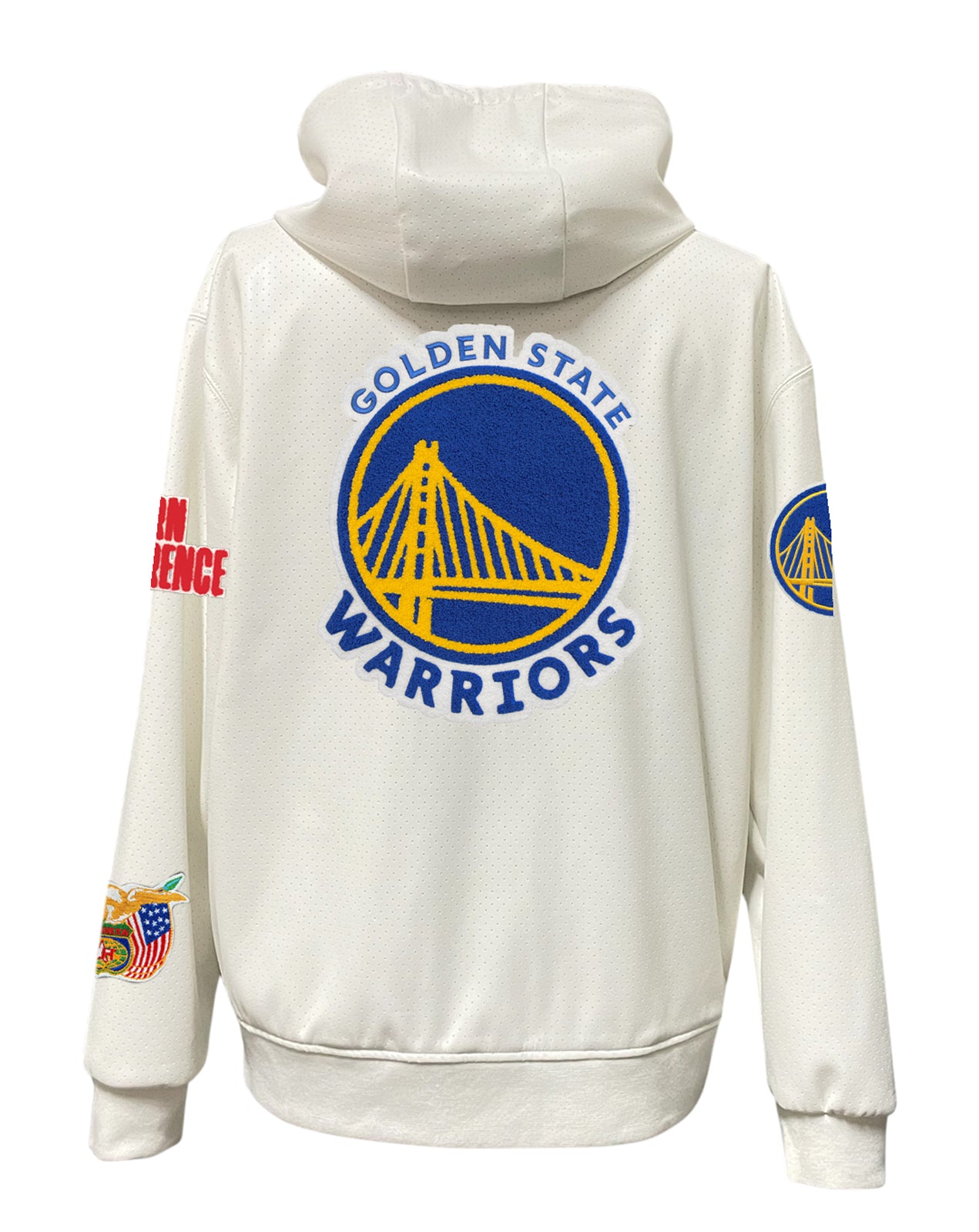 GOLDEN STATE WARRIORS LIGHTWEIGHT VEGAN ZIP-UP HOODED JACKET WHITE