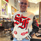 San Francisco 49ers Wool & Leather Varsity Jacket Off White/Black