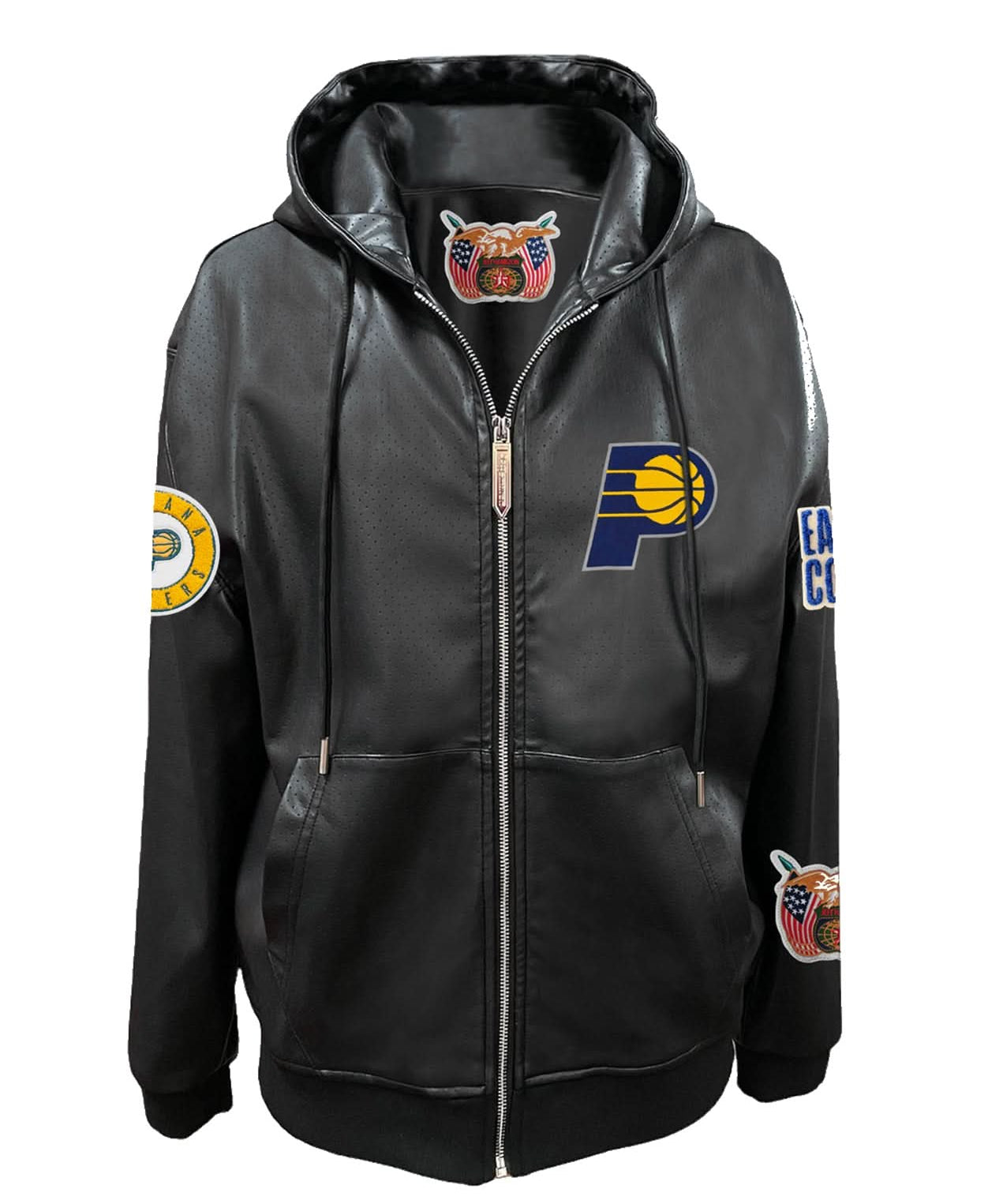 Indiana Pacers Lightweight Vegan Zip-Up Hooded Jacket Black